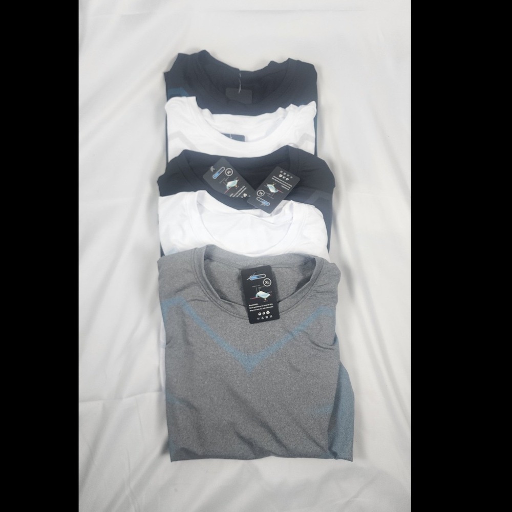 5 pc Crivit Men's Compression Long Sleeve Crew Neck Activewear T-Shirt XL